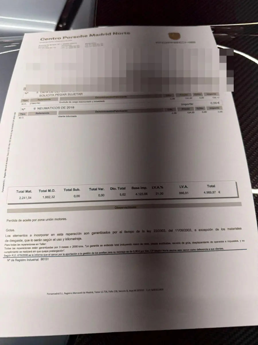 918 Spyder · Weissach Package – Anonymisierter Service- und Teileumfang