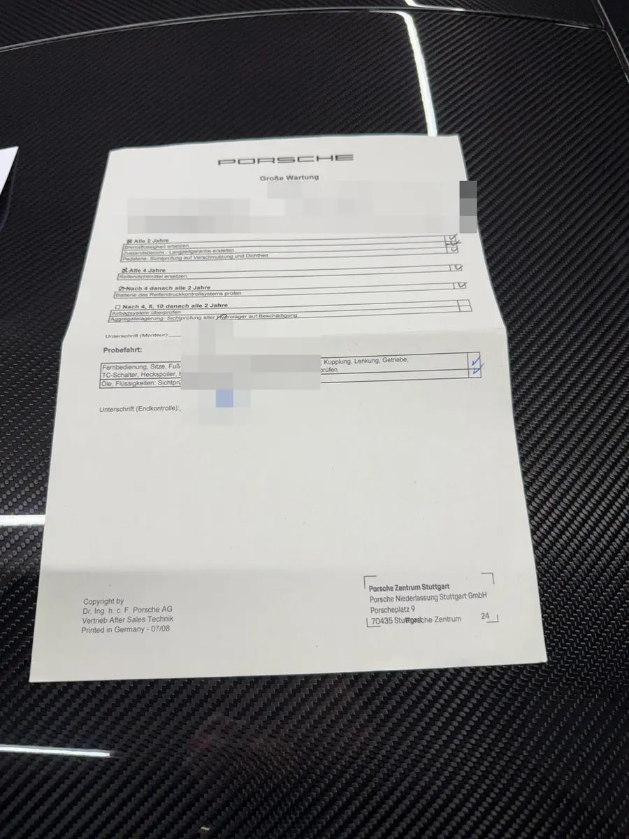 Carrera GT – Anonymisierte Übersicht zur großen Wartung